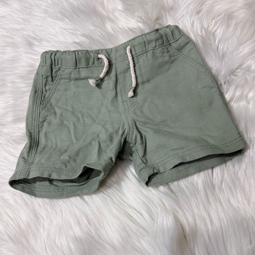 H&M Baby Sage Green Cotton Drawstring Shorts | 9-12 Months